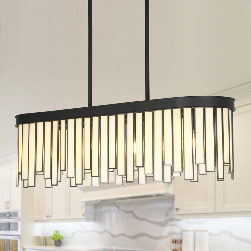 Shoshoni 6 - Light 28'' W Black Kitchen Island Pendant UL Certified