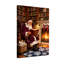 Père Noël en lisant un livre dans une bibliothèque avec un chat-636865097