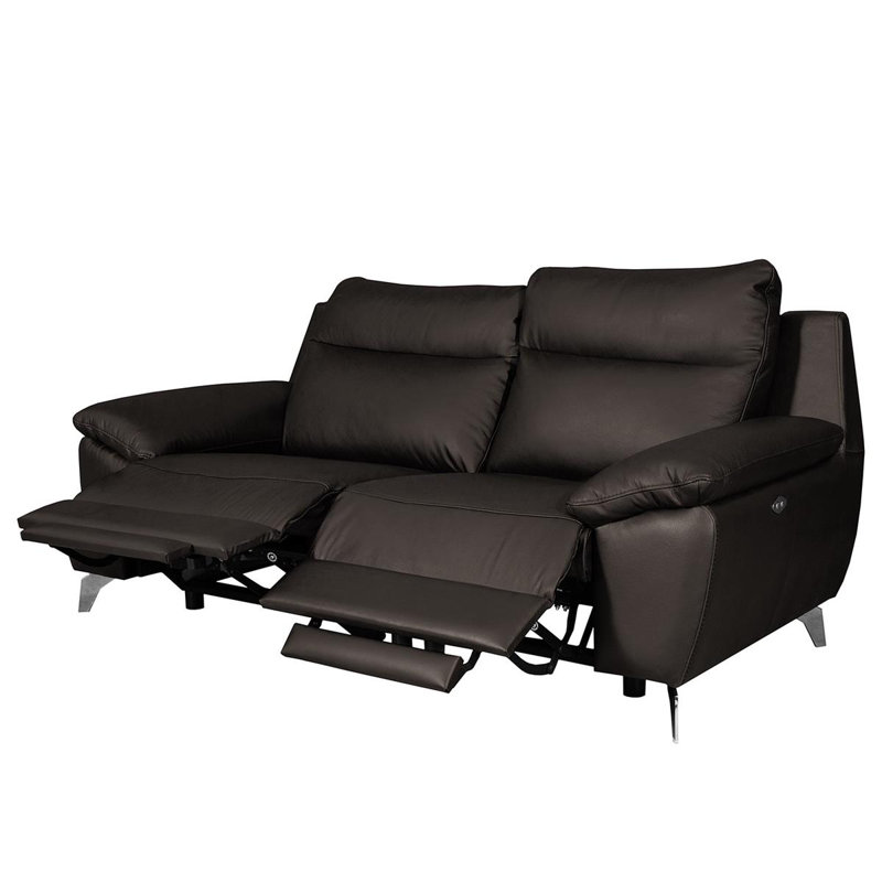 Edema Genuine Leather 2 Seater Reclining Sofa, 3, Anthracite
