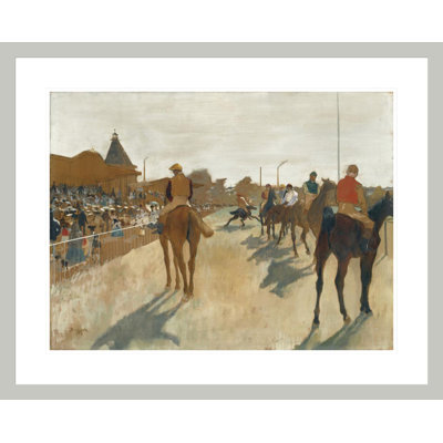 Chevaux de course avant les gradins ca. 1866-68 par Edgar Degas, impression giclée encadrée