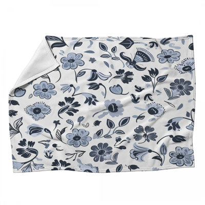 Jeté en molleton à motif floral - Jetés floraux pour canapés ou lits