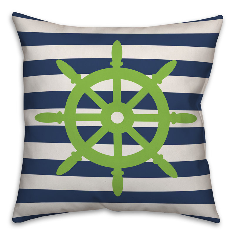  Coussin décoratif intérieur / extérieur Nautical Ships Wheel, Polyester / Bourre en polyester, 16 po x 1 po