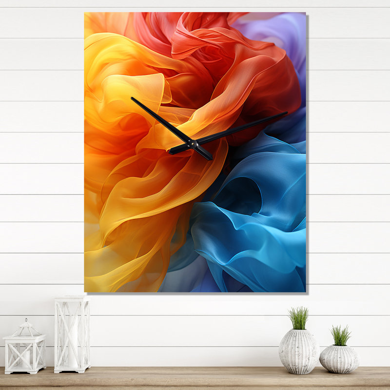 Horloge murale jaune et bleue, Petit