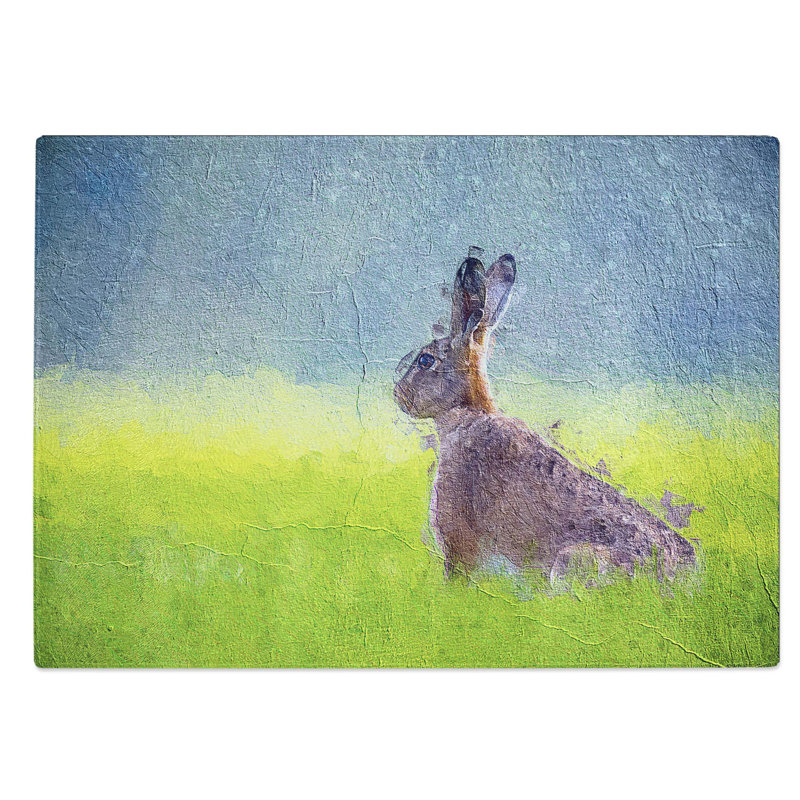 Glass Lone Hare Chopping Board, 39 cm W x 28.5 cm L