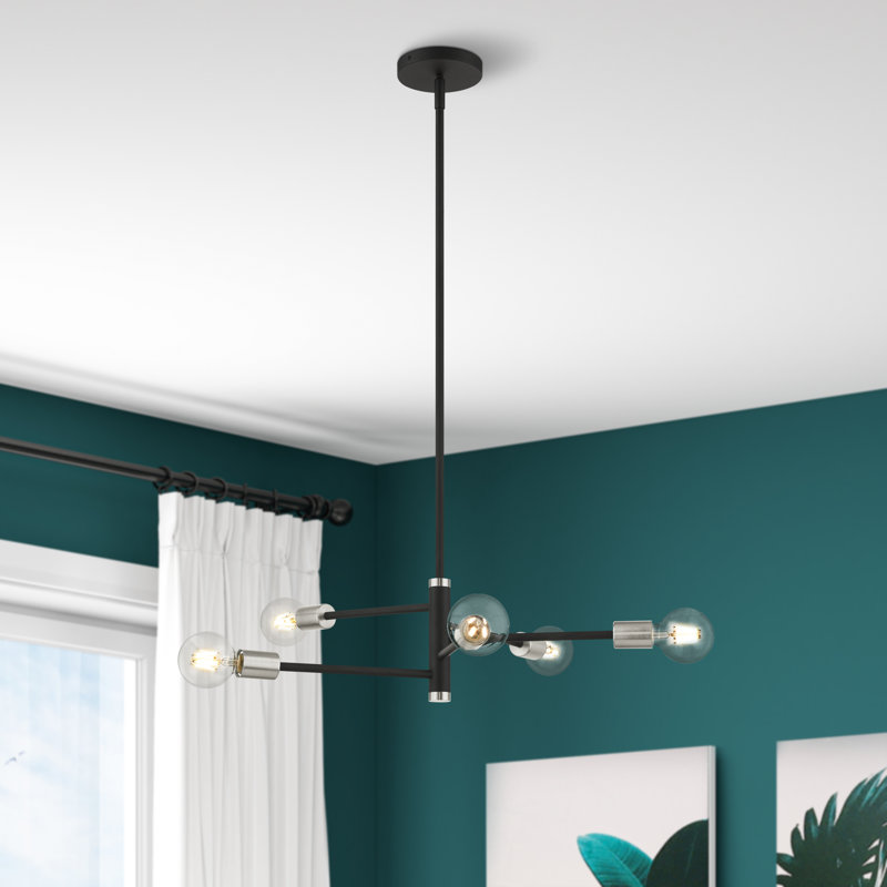 Lustre linéaire moderne à 5 lumières Luvonne, Noir