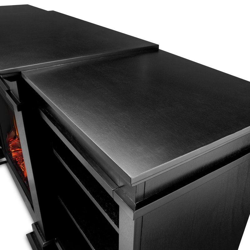 Fresno TV Stand with Fireplace, Black