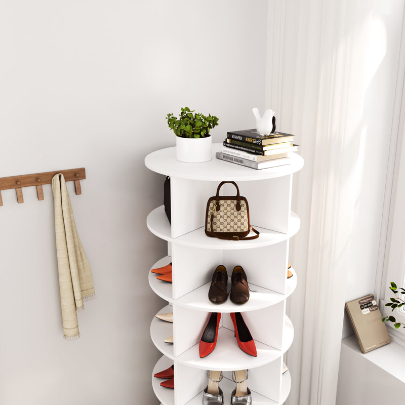 6-Layer 360 Rotating Shoe Stand Cabinet, Save Space & Fit 24 Pairs, Family Oriented, Easy To Assemble, White Design Holder Up For Family, Build, Stylish Look