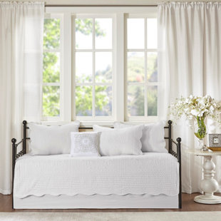 6 Piece Reversible Scalloped Edge Daybed Cover Set, Bedroom Set, Twin Bed Set