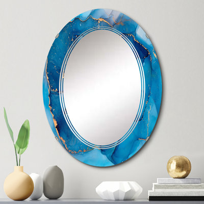 Miroir mural bleu abstrait et luxueux abstrait Art