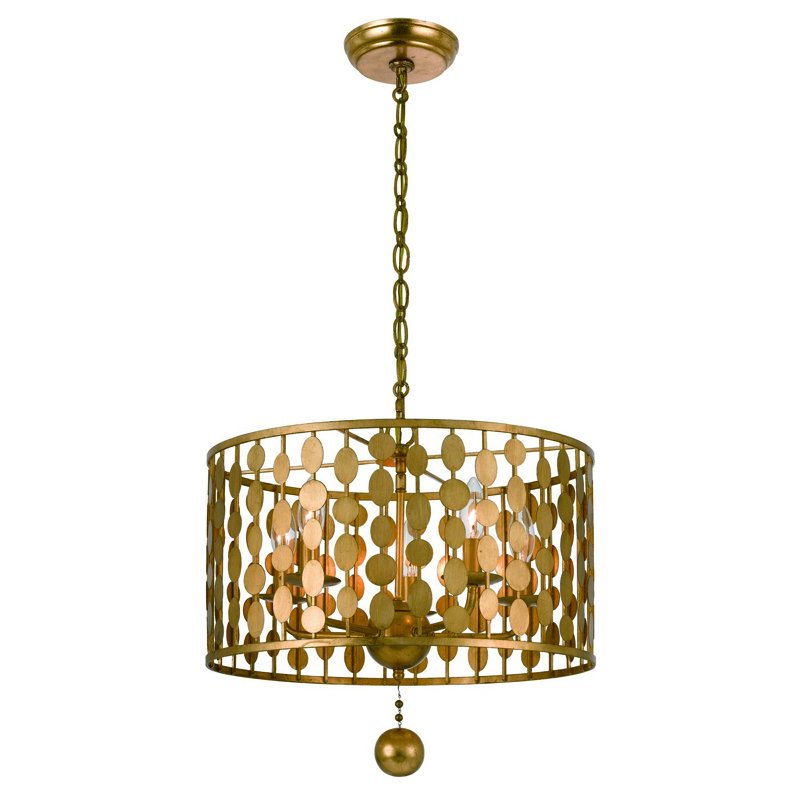 Lustre tambour 5 lumières Dufren, Or antique