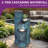 25.5" Ceramic Outdoor Water Fountain with LED Lights, Cascading Waterfall & 3-Tier Bamboo-Style Jar with Embossed Leaf and Dragonfly Patterns in Teal Blue for Garden Patio Yard-1740840930