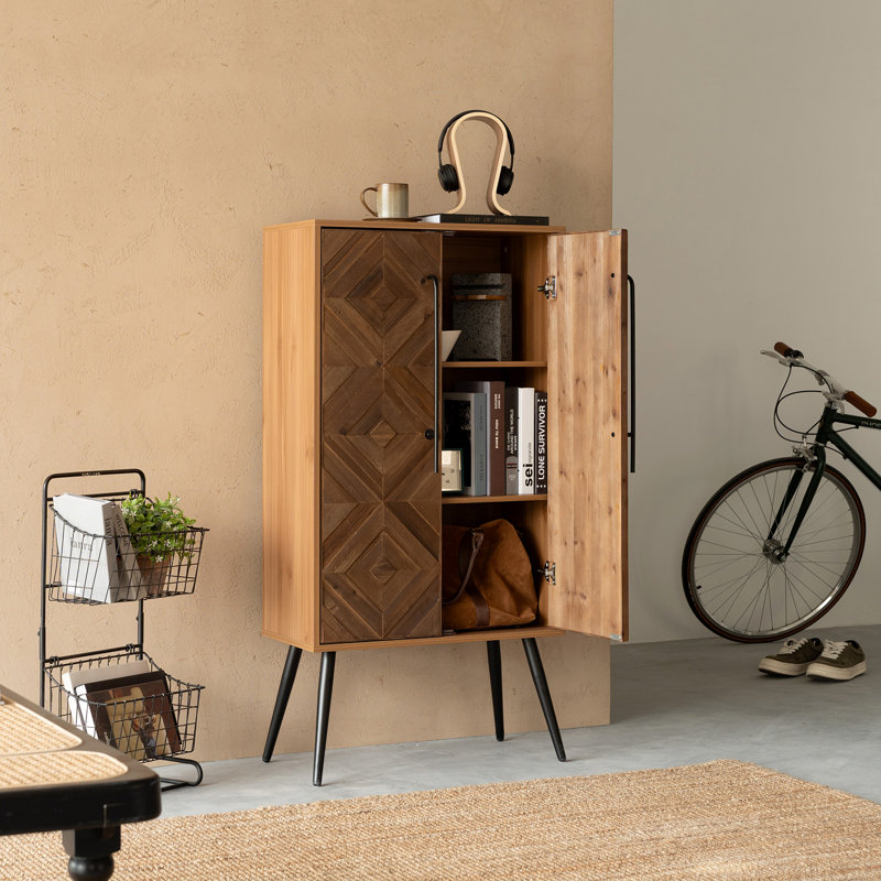 50" Tall Accent Cabinet with Reclaimed Wood Doors for Living Room, Entryway, or Bedroom