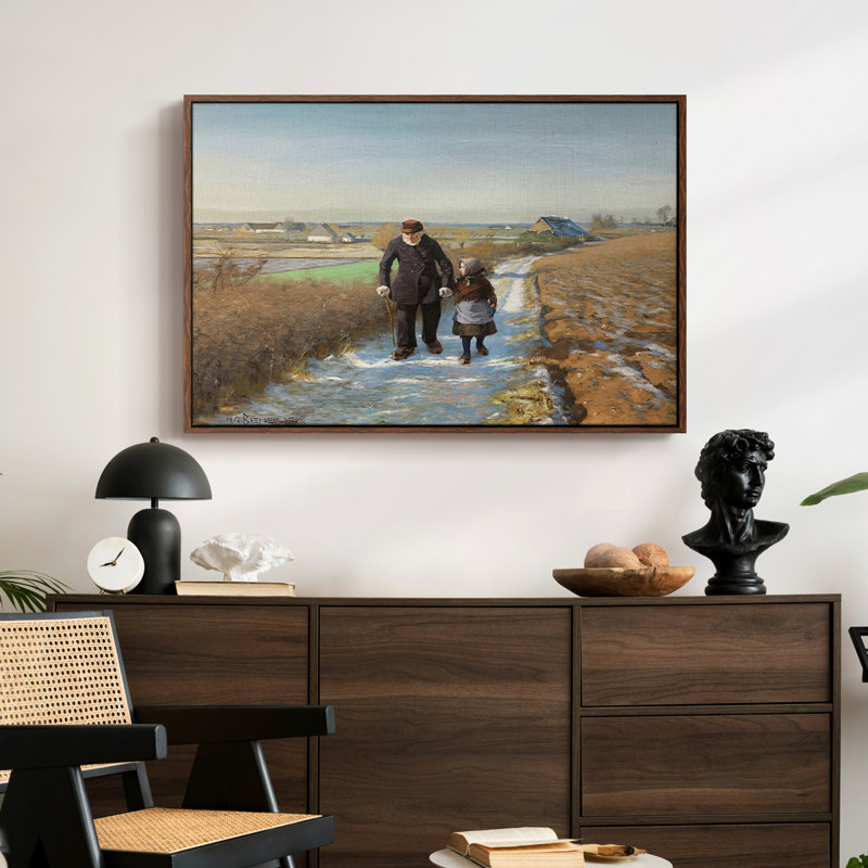 «The Old Man and the Child», 1888 - Hans Andersen Brendekilde, toile tendue avec châssis, 24 po x 36 po, Noyer