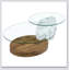 Table basse à double couche Contemporary Artistic - marbre blanc et collage de grain de bois, plusieurs couleurs disponibles, plateau en verre renforcé