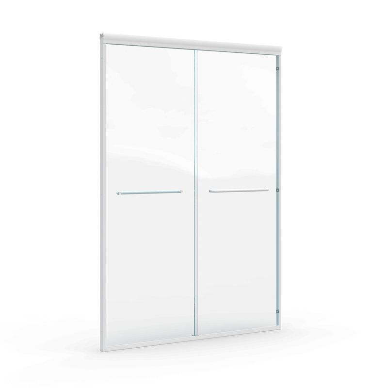 44" - 48" W X 72" H Double Sliding Shower Door, Semi-Frameless Bypass Bathroom Sliding Door With 1/4" (6Mm) Tempered Glass For Walk-In Shower