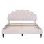 Lit plateforme tapissier avec tête de lit en velours à motif floral, chic contemporain et confortable-768277511-768277506