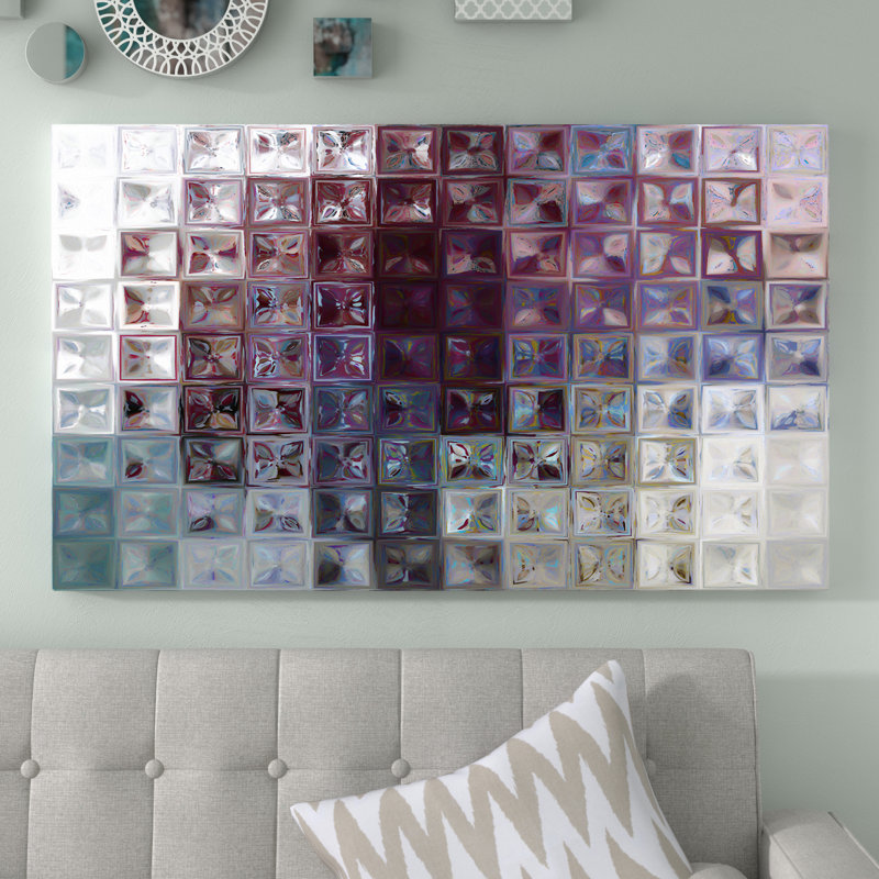«Tile Art # 7, 2015» par Mark Lawrence - impression sur toile tendue, H 21,5 po x l 21,5 po, Cadre flottant argent