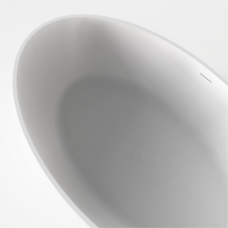 67 Inch Freestanding Solid Surface Soaking Bathtub For Bathroom, Matte White