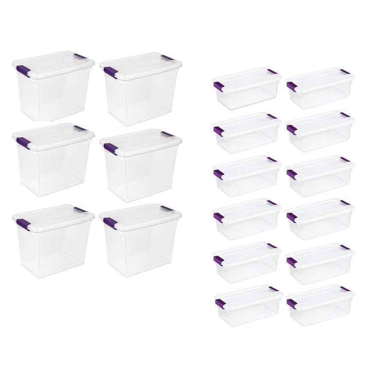 Sterilite 32 Quart Clear View Storage Container Tote with Lid, 18 Pack
