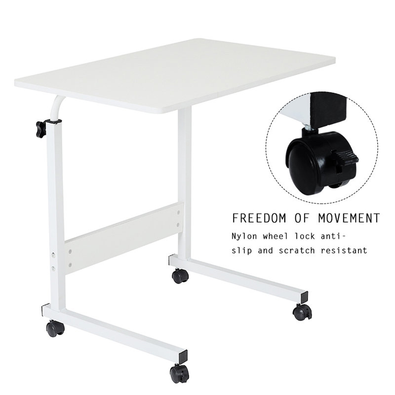 Adjustable Height Iron Computer Desk, White