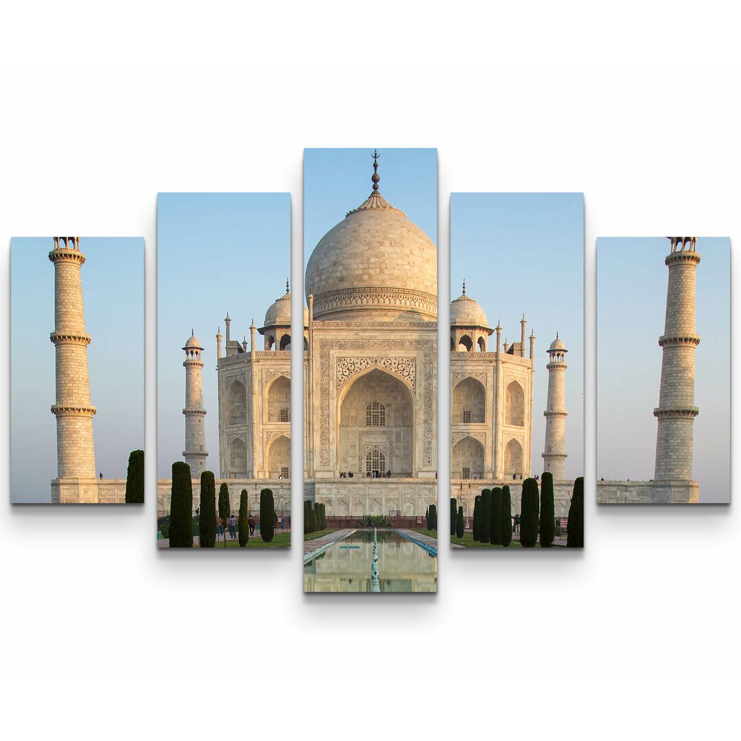 5-tlg. Leinwandbilder-Set Taj Mahal mit Spiegelung im Wasser