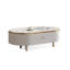 Table basse ovale en bois manufacturé blanc et pierre frittée-965280312