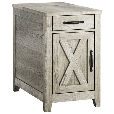 End Table With Charging Station, Narrow Side Table For Living Room, Farmhouse Night Stand For Bedroom, Beside Table With Storage And Drawer For Home