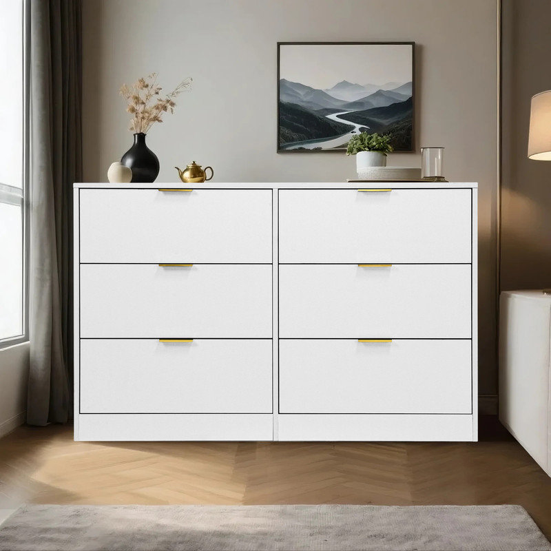 Commode à 6 tiroirs Modern, Blanc
