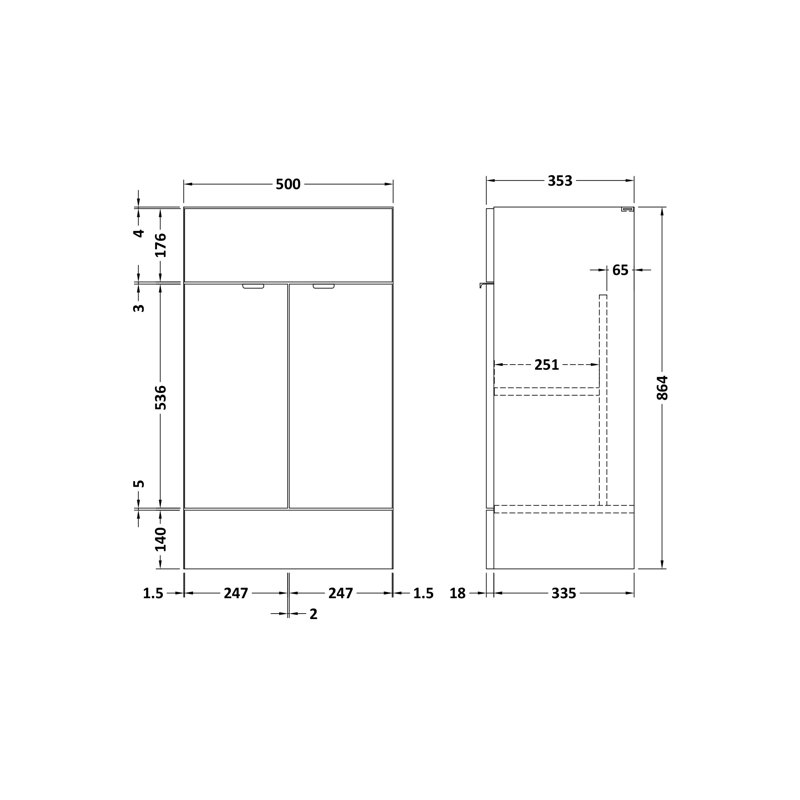 50cm Single Bathroom Vanity Base Only