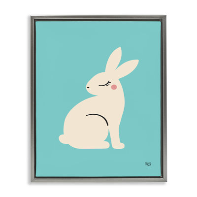  «Blush Rabbit on Blue», art mural sur toile flottante par Jessica Beck