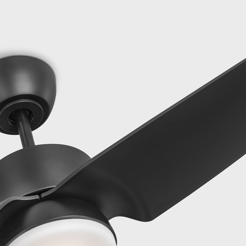 Ventilateur de plafond intérieur Heredia avec tige filetée, pales en ABS noir minuit et télécommande portable