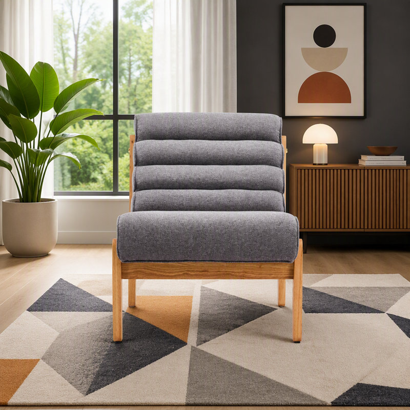 Fauteuil d'appoint Fluffy, Naturel, Gris foncé
