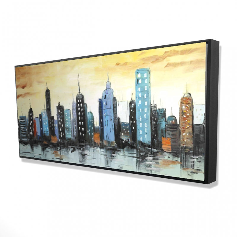 Skyline on cityscape - 24"x48" Framed canvas