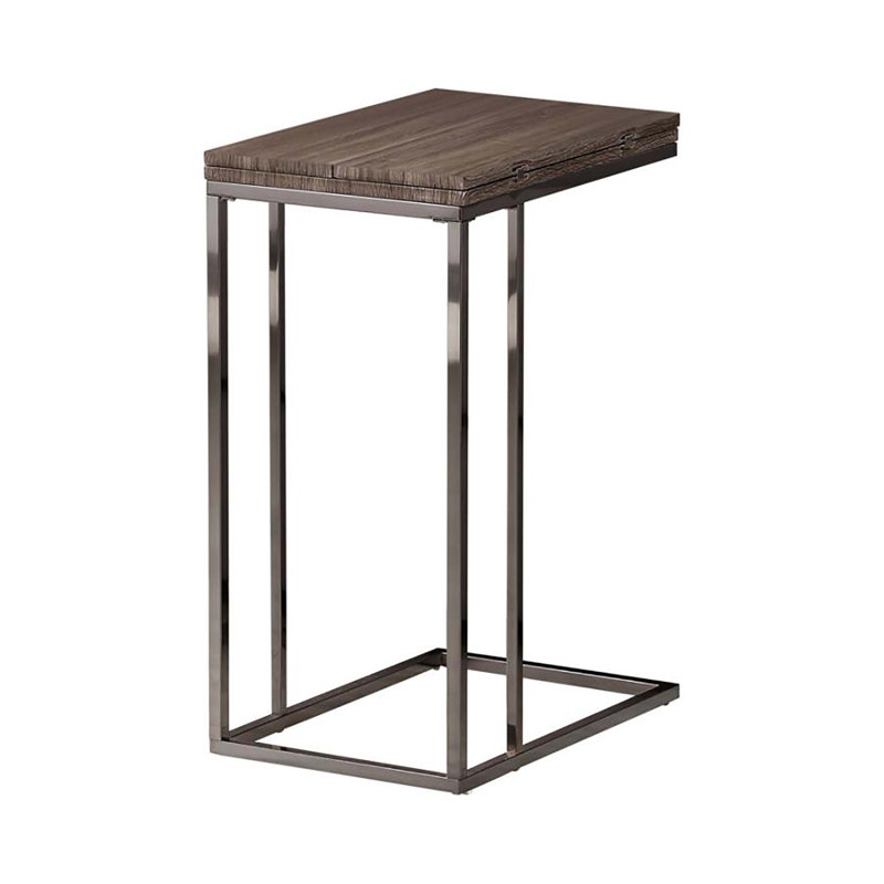 Table de bout extensible avec plateau gris vieilli, parfaite pour les espaces de vie modernes et classiques