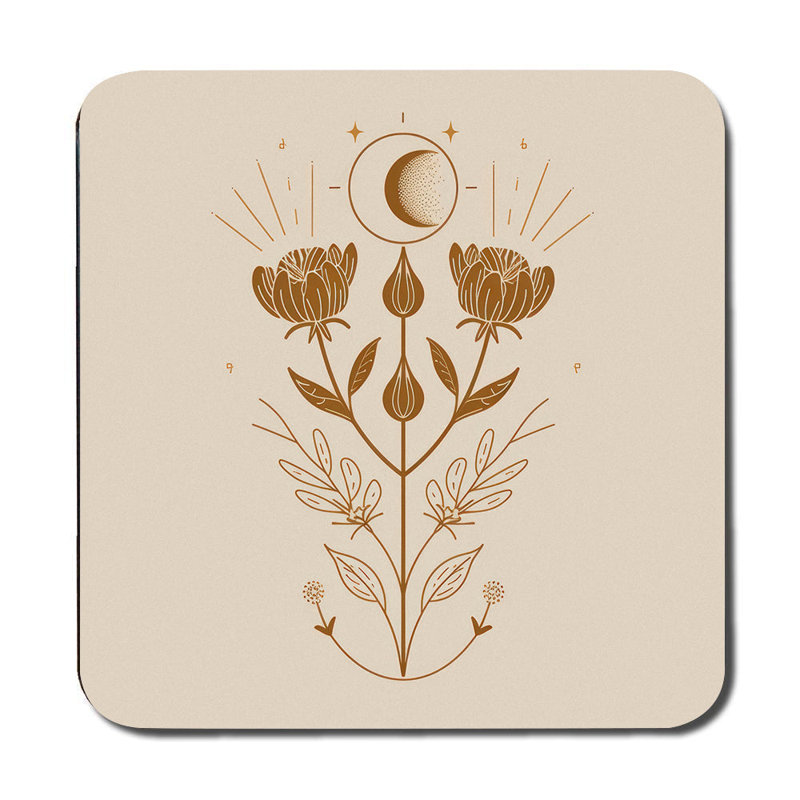 Celestial Cat Gold Foil Placemats And Coasters Set With Wood Bottomed Backing Designer Artwork