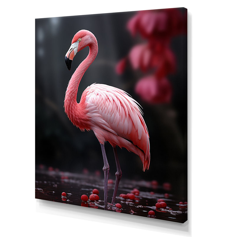 Flamme rose et grise Wassil, H 32 po x l 16 po x P 1 po, Toile tendue