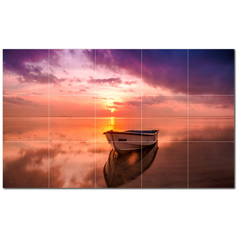 Murale décorative en céramique 4,25 po x 4,25 po Sunset