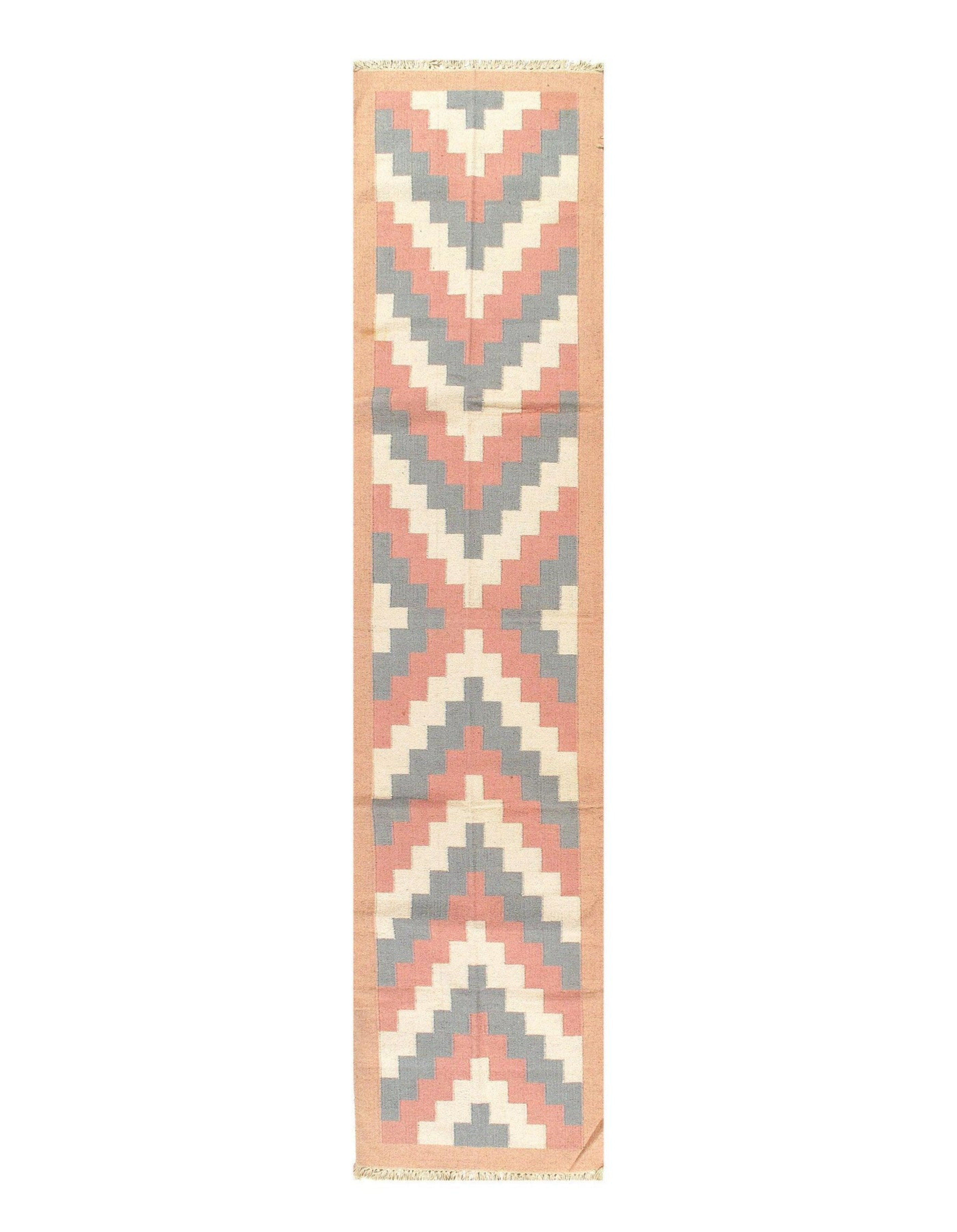 Isabelline Geometric Handmade Flatweave Runner 2'9'' x 11'9' Cotton ...
