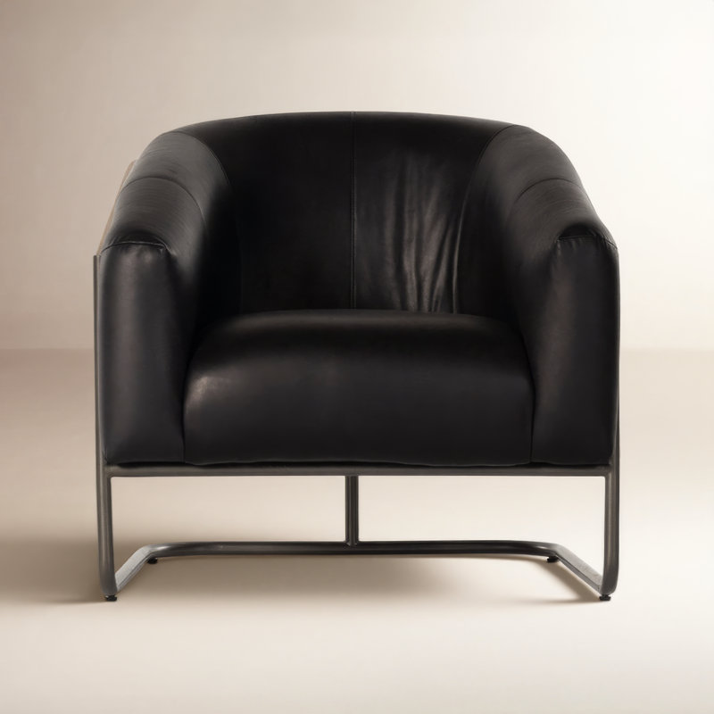 Etta Chair-Winchester Beige, Heirloom Black Genuine Leather