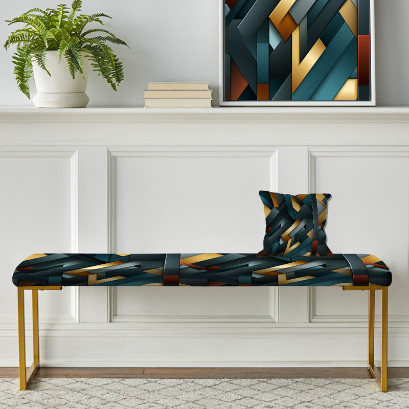 Banc rembourré géométrique Teal
