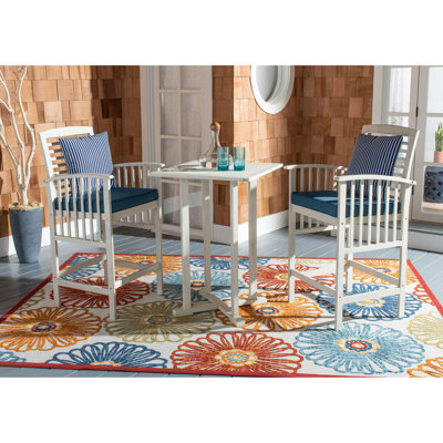 Kirsta 2 - Person Wood Patio Dining Set with Square Table , Cushions Included