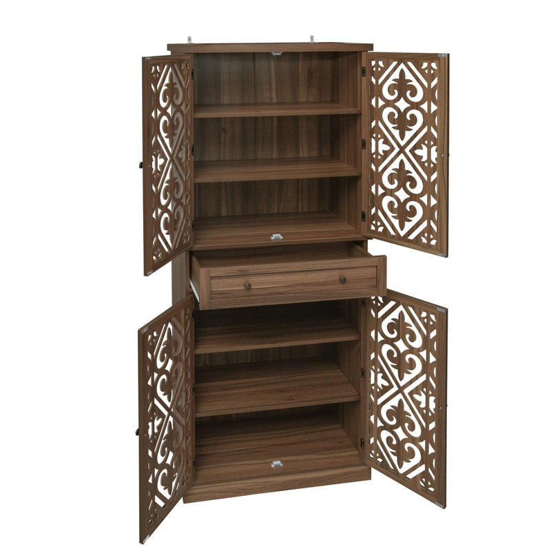 Armoire 4 portes avec 1 tiroir et 1 tablette réglable, armoire de rangement