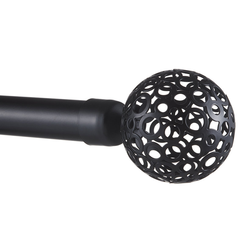 Ensemble de tringle à rideaux simple et quincaillerie Globe, 36 po - 72 po, Noir