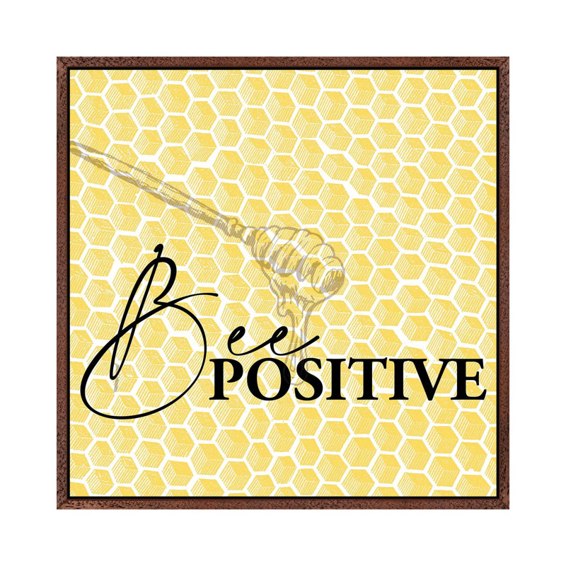 Bee III by Kimberly Allen - Print on Canvas, 45.72cm H x 45.72cm W x 3.81cm D, Classic Brown Wood Framed