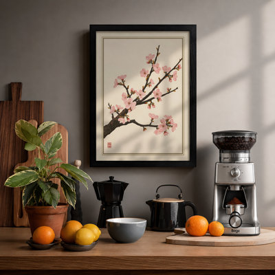Moonlit Cherry Blossom Japandi - Framed Print