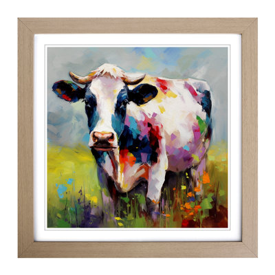 Cow Colour Field Painting - Framed Print