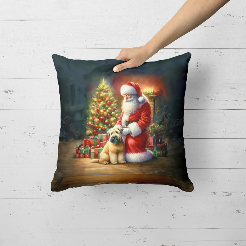 Coussin Wheaten Terrier and Santa Claus, H 18 po x l 18 po