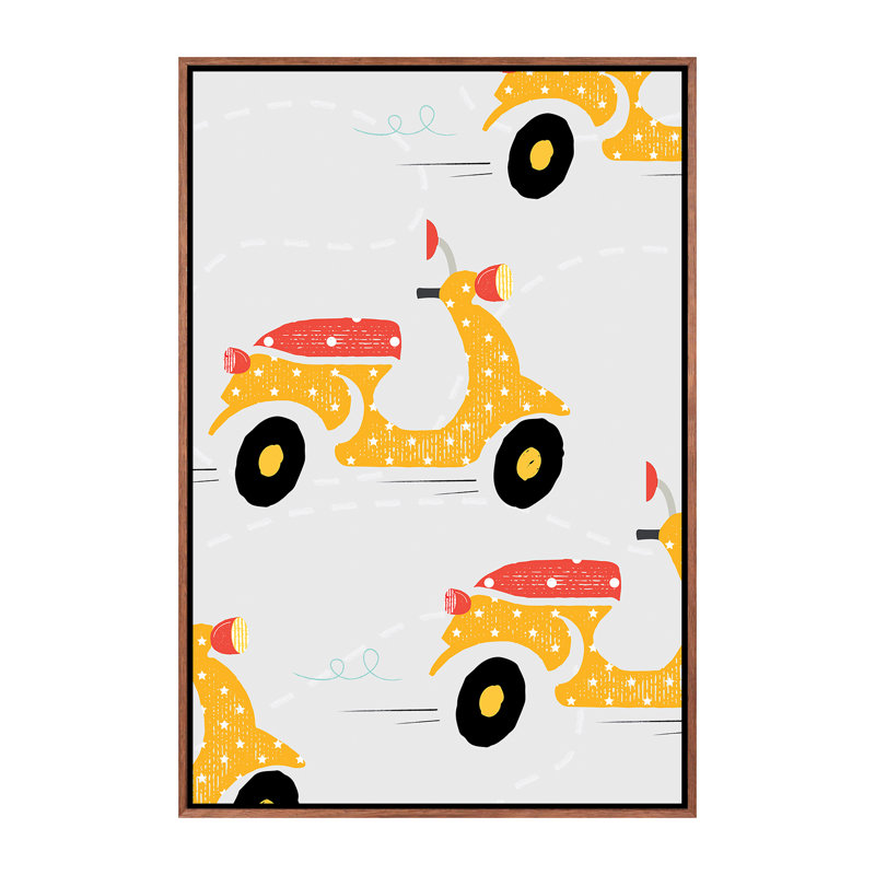 «On the Road Motorcycles», reproduction d'impression, H 26 po x l 18 po x 1,5 po, Toile avec cadre brun, Pas de tapis
