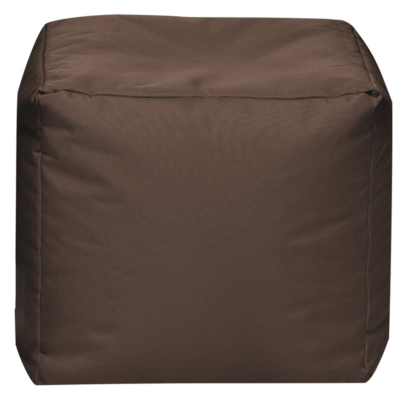  Moseley 16" Square Bean Bag Pouf Ottoman, Water-Repellent, Brown