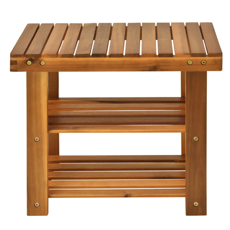 2 Tier Small Wooden Shoe Storage Bench Entryway
